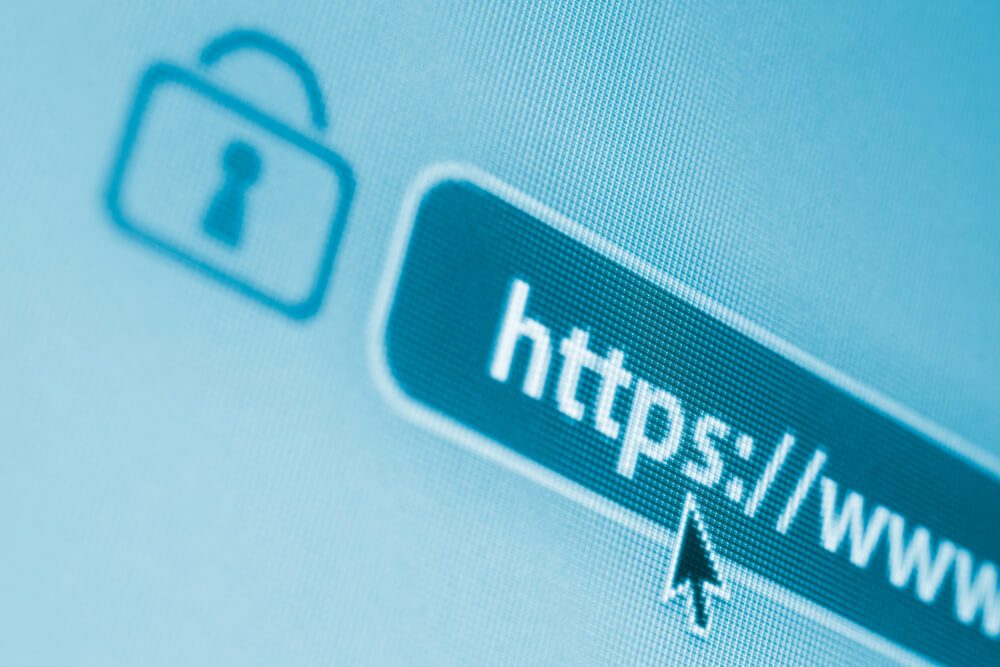 Browser address bar with https and a padlock